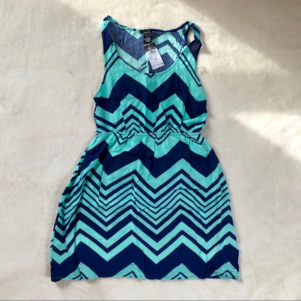 Teal and Navy Chevron Dress✨